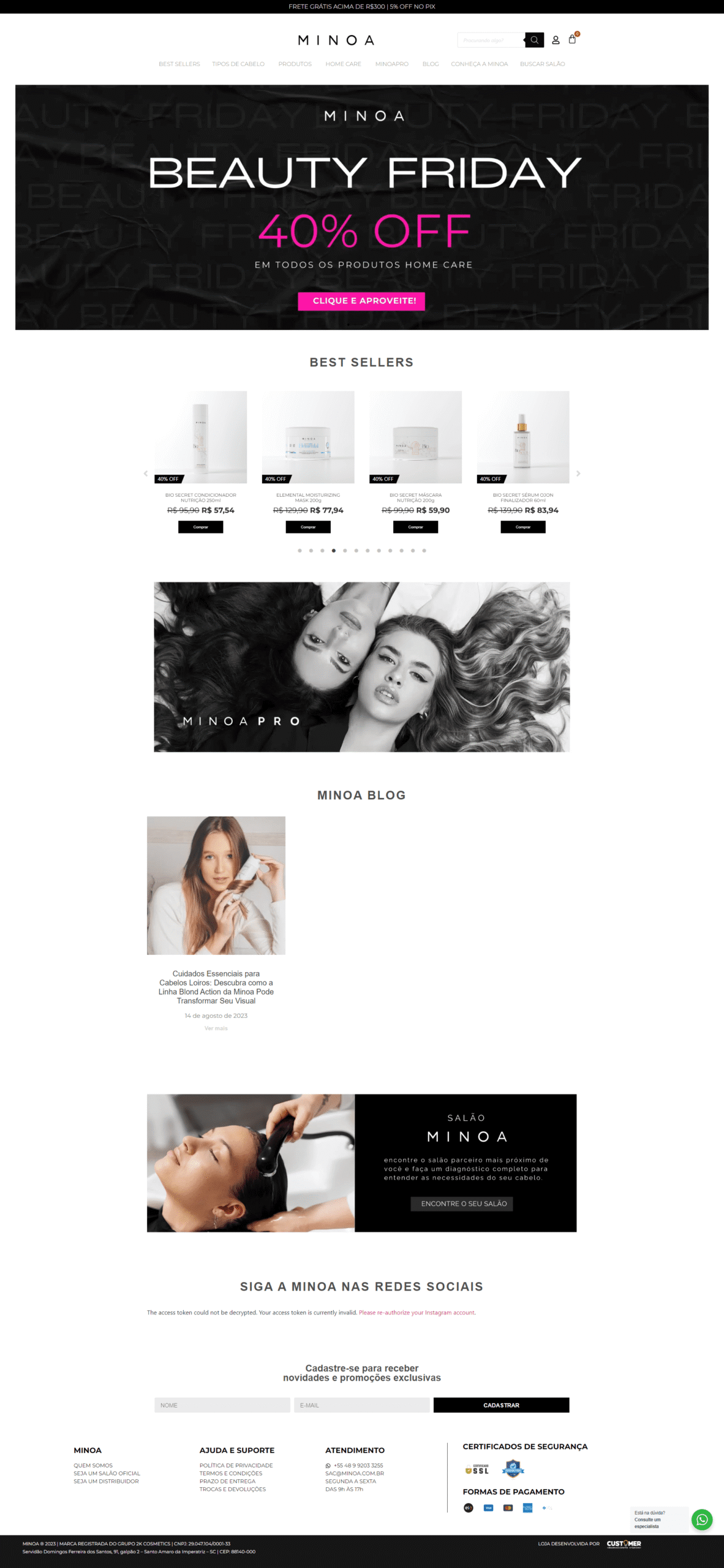 Minoa Loja Brasil website screenshot